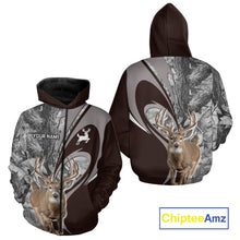 Load image into Gallery viewer, Whitetail Deer Hunting Clothes Custom Name Beautiful Gray Camo Hunting Gifts NHT209