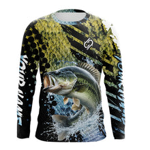 Load image into Gallery viewer, Bass Fishing Shirts Long Sleeve Dark Water Art Style Personalized Name, Fishing Gift NHT405
