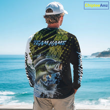 Load image into Gallery viewer, Bass Fishing Shirts Long Sleeve Dark Water Art Style Personalized Name, Fishing Gift NHT405