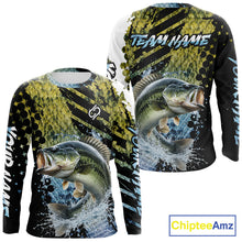 Load image into Gallery viewer, Bass Fishing Shirts Long Sleeve Dark Water Art Style Personalized Name, Fishing Gift NHT405