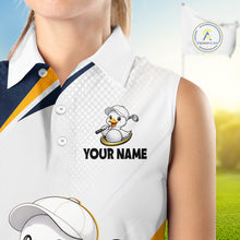 Load image into Gallery viewer, Funny Cartoon Duck Womens Sleeveless Golf Polo Shirt Personalised Team Duck Apparel NHT1219