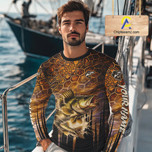 Load image into Gallery viewer, Custom Walleye Long Sleeve Tournament Camo Fishing Shirts, Walleye Fishing Jerseys NHT410