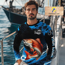 Load image into Gallery viewer, Custom Redfish Fishing Jersey, Personalized Team Name Long Sleeve Performance Fishing Shirt For Men NHT1225
