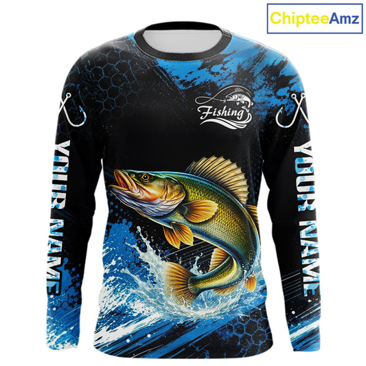 Custom Walleye Fishing Jersey long sleeve with walleye-inspired graphic and performance fit.