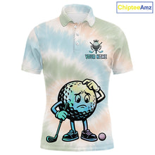 Load image into Gallery viewer, Funny Tie Dye Golf Team Polo Shirt – Cartoon Golf Ball Golfer Shirt, Personalized Golf Family Team Shirt NHT741