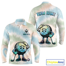 Load image into Gallery viewer, Funny Tie Dye Golf Team Polo Shirt – Cartoon Golf Ball Golfer Shirt, Personalized Golf Family Team Shirt NHT741