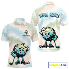 Load image into Gallery viewer, Funny Tie Dye Golf Team Polo Shirt – Cartoon Golf Ball Golfer Shirt, Personalized Golf Family Team Shirt NHT741