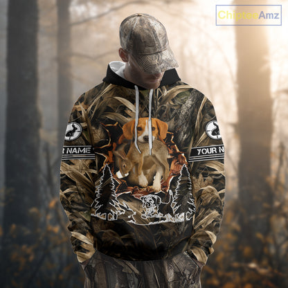 Custom Rabbit Hunting with Beagle Dog 3D Prints Camouflage Shirts, Rabbit Hunting Gifts NHT365