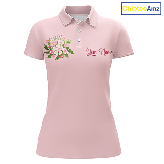 Pink Golf Mama Womens Polo Shirt, Funny Golf Mom Shirt, Mothers Day Gift For Golf Lover Mom, Ladies Golf Polo NHT749