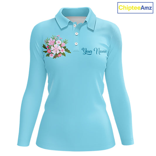 Blue Golf Mama Womens Polo Shirt, Funny Golf Mom Shirt, Mothers Day Gift For Golf Lover Mom, Ladies Golf Polo NHT750