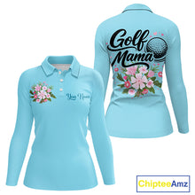 Load image into Gallery viewer, Blue Golf Mama Womens Polo Shirt, Funny Golf Mom Shirt, Mothers Day Gift For Golf Lover Mom, Ladies Golf Polo NHT750