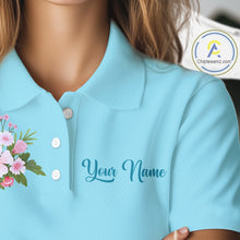 Load image into Gallery viewer, Blue Golf Mama Womens Polo Shirt, Funny Golf Mom Shirt, Mothers Day Gift For Golf Lover Mom, Ladies Golf Polo NHT750