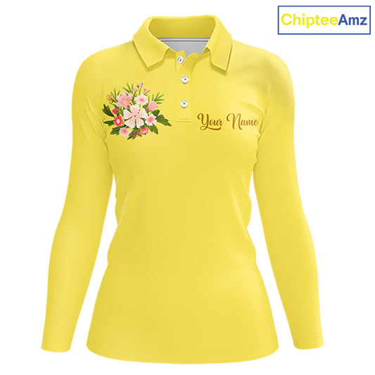 Yellow Golf Mama Womens Polo Shirt, Funny Golf Mom Shirt, Mothers Day Gift For Golf Lover Mom, Ladies Golf Polo NHT751