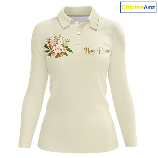 Beige Golf Mama Womens Polo Shirt, Funny Golf Mom Shirt, Mothers Day Gift For Golf Lover Mom, Ladies Golf Polo NHT752