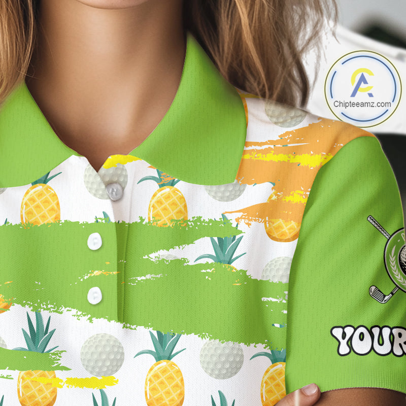 Personalized Pineapple Pattern Womens Golf Polo Shirts Team Golf Clothes Best Golf Gifts NHT753