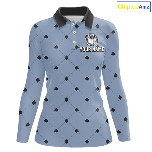 Personalized Womens Golf Jersey Spade Argyle Pattern, Performance Sportswear Golf Polo Shirt NHT755