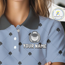 Load image into Gallery viewer, Personalized Womens Golf Jersey Spade Argyle Pattern, Performance Sportswear Golf Polo Shirt NHT755