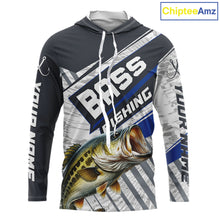 Load image into Gallery viewer, Personalized Bass Fishing Jerseys For Fishing Team, Largemouth Bass Hooded Fishing Shirt Long Sleeve NHT918