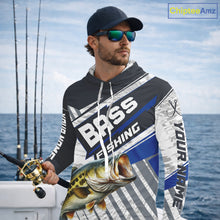 Load image into Gallery viewer, Personalized Bass Fishing Jerseys For Fishing Team, Largemouth Bass Hooded Fishing Shirt Long Sleeve NHT918