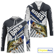 Load image into Gallery viewer, Personalized Bass Fishing Jerseys For Fishing Team, Largemouth Bass Hooded Fishing Shirt Long Sleeve NHT918