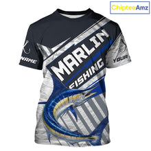 Load image into Gallery viewer, Personalized Marlin Fishing Jerseys For Fishing Team, Marlin Short Sleeve Fishing T-Shirt NHT919