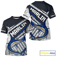 Load image into Gallery viewer, Personalized Marlin Fishing Jerseys For Fishing Team, Marlin Short Sleeve Fishing T-Shirt NHT919