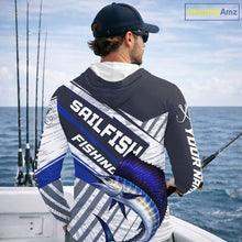 Load image into Gallery viewer, Personalized Sailfish Fishing Jerseys For Fishing Team, Sailfish Hooded Fishing Shirt Long Sleeve NHT920