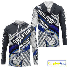 Load image into Gallery viewer, Personalized Sailfish Fishing Jerseys For Fishing Team, Sailfish Hooded Fishing Shirt Long Sleeve NHT920