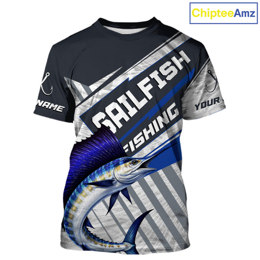 Personalized Sailfish Fishing Jerseys For Fishing Team, Sailfish Short Sleeve Fishing T-Shirt NHT920