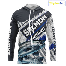 Load image into Gallery viewer, Personalized Chinook Salmon Fishing Jerseys For Fishing Team, Salmon Hooded Fishing Shirt Long Sleeve NHT921
