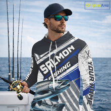Load image into Gallery viewer, Personalized Chinook Salmon Fishing Jerseys For Fishing Team, Salmon Hooded Fishing Shirt Long Sleeve NHT921