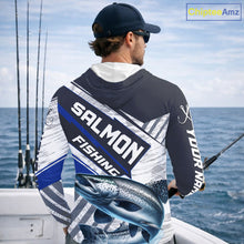 Load image into Gallery viewer, Personalized Chinook Salmon Fishing Jerseys For Fishing Team, Salmon Hooded Fishing Shirt Long Sleeve NHT921