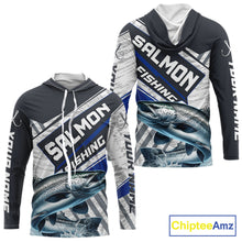 Load image into Gallery viewer, Personalized Chinook Salmon Fishing Jerseys For Fishing Team, Salmon Hooded Fishing Shirt Long Sleeve NHT921