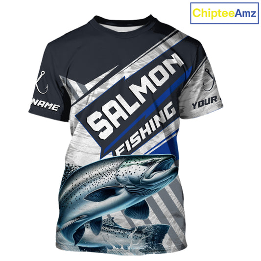 Personalized Chinook Salmon Fishing Jerseys For Fishing Team, Salmon Short Sleeve Fishing T-Shirt NHT921
