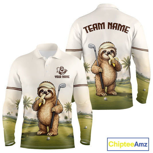 Personalized Funny Sloth Mens Golf Polo Shirt – Funny Golfer Polo For Men NHT928