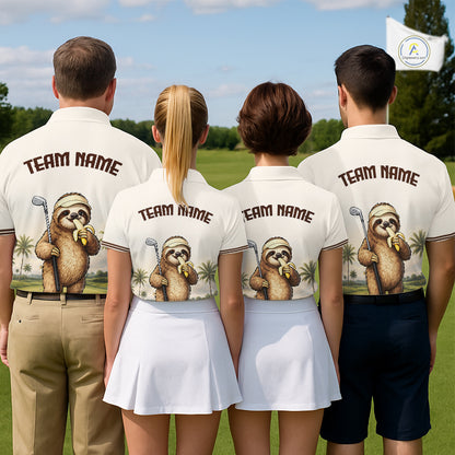 Personalized Funny Sloth Mens Golf Polo Shirt – Funny Golfer Polo For Men NHT928