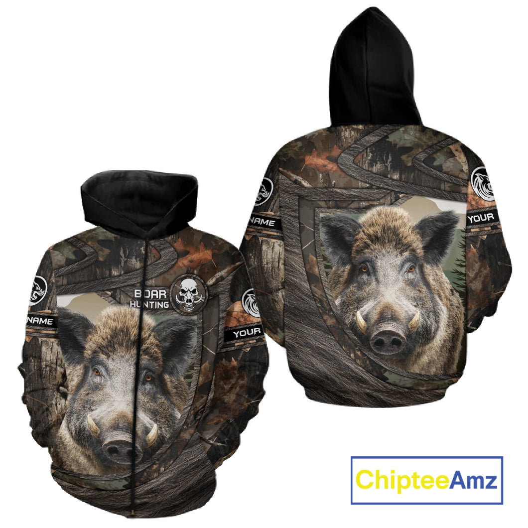 Personalized Wild Boar Hunting Camo Full Printing Shirts Wild Hog Hunting Gift for Hunters NHT142