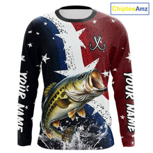 Load image into Gallery viewer, Personalized Texas Flag Bass Fishing Shirt Jerseys, Texas Bass Fishing Shirts Long Sleeve For Men NHT758