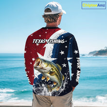 Load image into Gallery viewer, Personalized Texas Flag Bass Fishing Shirt Jerseys, Texas Bass Fishing Shirts Long Sleeve For Men NHT758