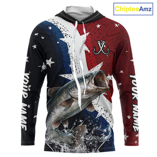 Personalized Texas Flag Catfish Fishing Shirt Jerseys, Texas Catfish Fishing Shirts Long Sleeve Hooded For Men NHT760