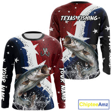 Load image into Gallery viewer, Personalized Texas Flag Catfish Fishing Shirt Jerseys, Texas Catfish Fishing Shirts Long Sleeve For Men NHT760