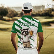 Load image into Gallery viewer, Custom Funny Beer Raccoon Golf Jersey For Mens, Mens Golf Polo Shirt Black Beige Golf Jersey NHT936