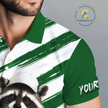 Load image into Gallery viewer, Custom Funny Beer Raccoon Golf Jersey For Mens, Mens Golf Polo Shirt Black Beige Golf Jersey NHT936