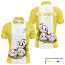 Load image into Gallery viewer, Mens Custom Yellow White Golf Team Polo Shirt, Funny Golf Ball Family Design, Matching Team Outfit NHT790