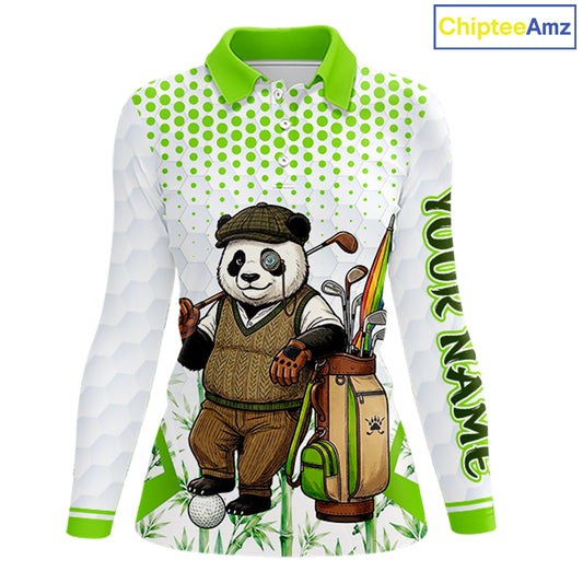 Personalized Vintage Panda Golf Polo, Performance Golf Jersey For Womens NHT957