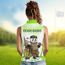 Load image into Gallery viewer, Personalized Vintage Panda Womens Sleeveless Golf Polo, Performance Golf Jersey For Womens NHT957