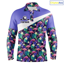 Load image into Gallery viewer, Purple Flamingo Tropical Pattern Golf Polo Shirt Custom Golf Shirts For Mens NHT584