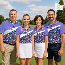 Load image into Gallery viewer, Purple Flamingo Tropical Pattern Golf Polo Shirt Custom Golf Shirts For Mens NHT584