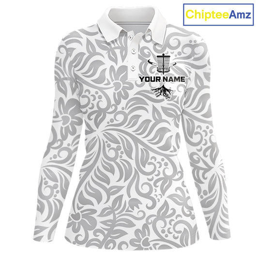 Disc Golf Polo Shirt With Clean Monochrome Design, Customizable Name, Unisex Sports Jersey For Womens NHT805