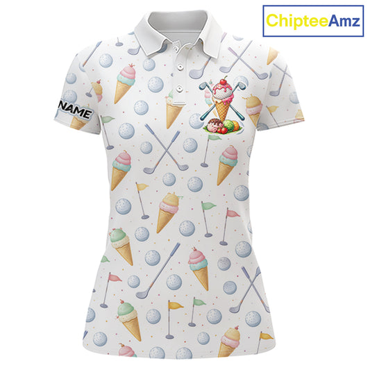 Funny Ice Cream Womens Golf Polo Shirts Jersey – Personalized Team Name Golf Shirt NHT809